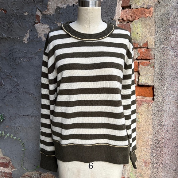 WHITE + WARREN CASHMERE MIXED STRIPE CREW - Picture 3 of 11